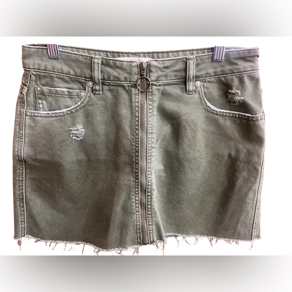 We The Free denim zip front mini skirt
